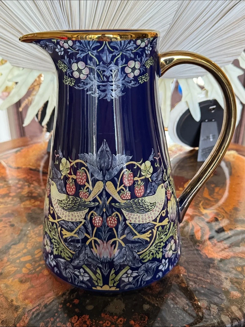 Morris & Co Porcelain Pitcher with Bird Motif